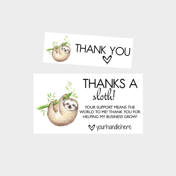 57. Adorable Sloth Personalized Package Inserts | Stickers Bundle - Picture 2 of 4